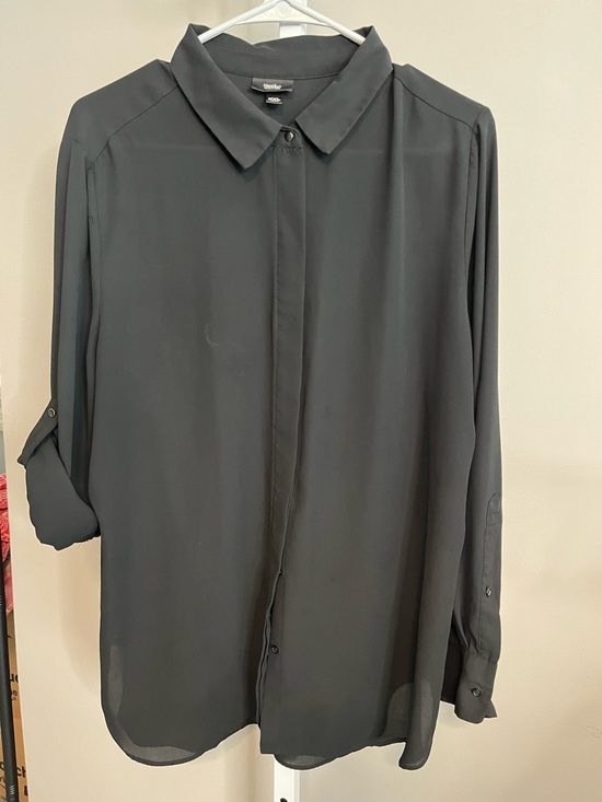 Massimo Tops - Massimo Black Polyester Button-Down Blouse